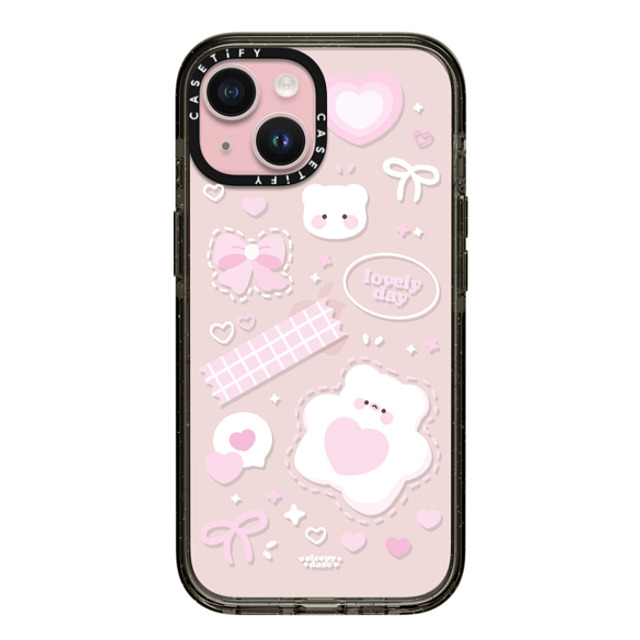 sleepydaze x CASETiFY iPhone 15 ケース ブラック インパクトケース lovely day