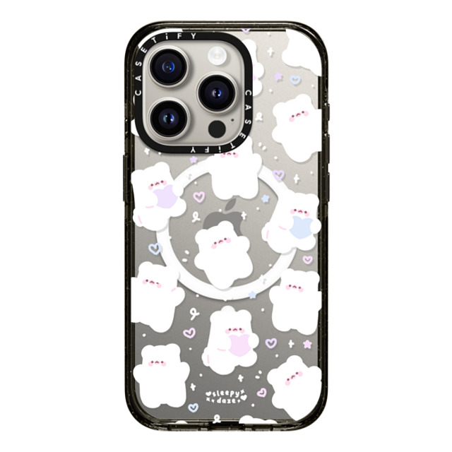 sleepydaze x CASETiFY iPhone 15 Pro ケース ブラック インパクトケース MagSafe対応 mochi doodles by sleepydaze