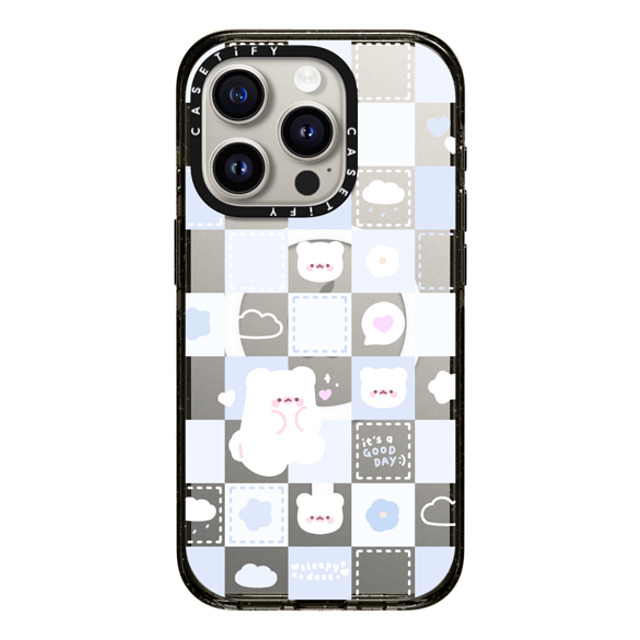 sleepydaze x CASETiFY iPhone 15 Pro ケース ブラック インパクトケース MagSafe対応 good day mochi checkers by sleepydaze