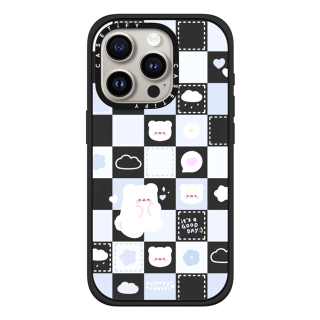 sleepydaze x CASETiFY iPhone 15 Pro ケース マットブラック インパクトケース MagSafe対応 good day mochi checkers by sleepydaze