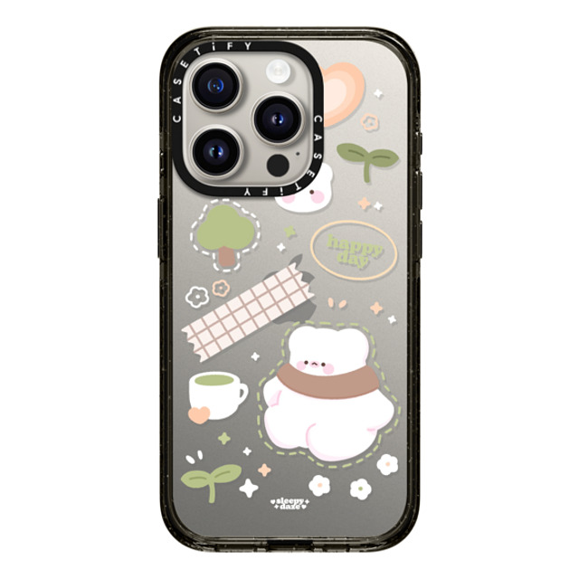 sleepydaze x CASETiFY iPhone 15 Pro ケース ブラック インパクトケース happy day