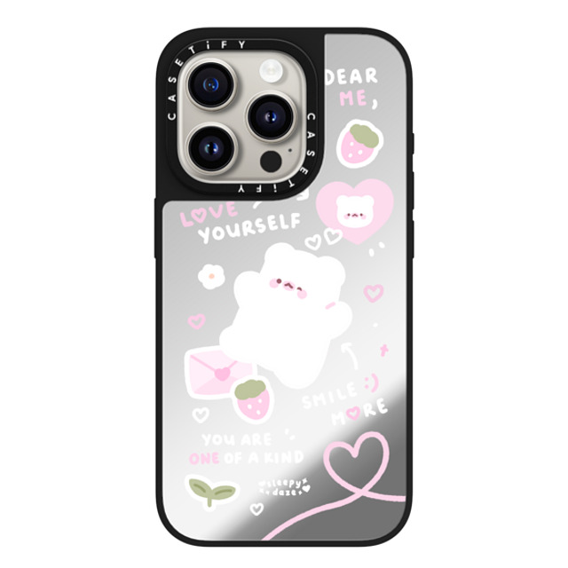 sleepydaze x CASETiFY iPhone 15 Pro Case Silver on Black ミラーケース MagSafe対応 love letter by sleepydaze sleepydaze x CASETiFY iPhone 15 Pro Case Silver on Black ミラーケース MagSafe対応 love letter by sleepydaze