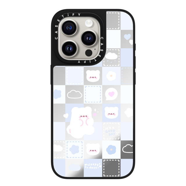 sleepydaze x CASETiFY iPhone 15 Pro Case Silver on Black ミラーケース MagSafe対応 good day mochi checkers by sleepydaze sleepydaze x CASETiFY iPhone 15 Pro Case Silver on Black ミラーケース MagSafe対応 good day mochi checkers by sleepydaze