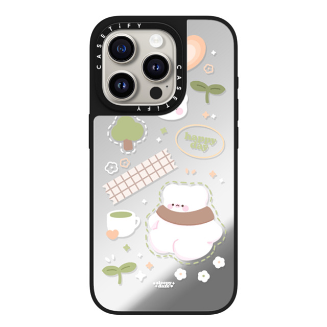 sleepydaze x CASETiFY iPhone 15 Pro Case Silver on Black ミラーケース MagSafe対応 happy day sleepydaze x CASETiFY iPhone 15 Pro Case Silver on Black ミラーケース MagSafe対応 happy day
