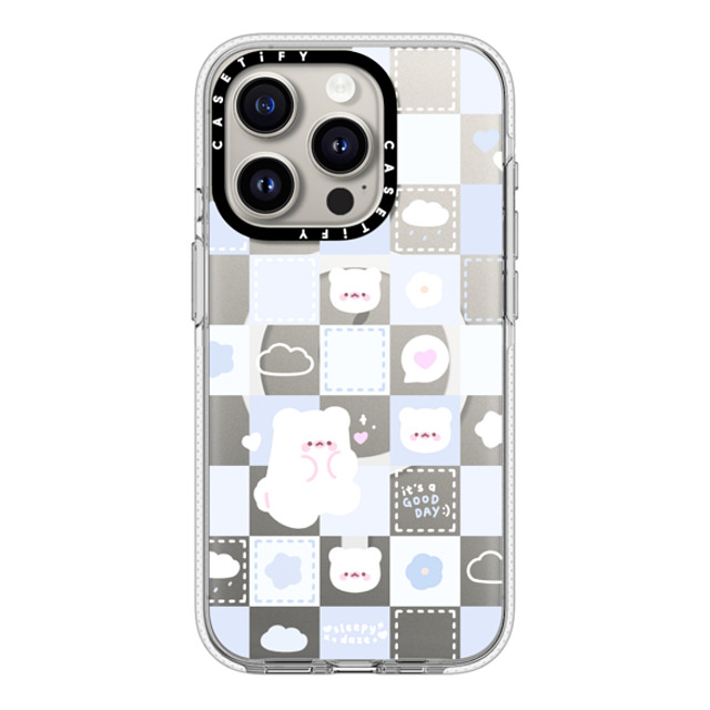 sleepydaze x CASETiFY iPhone 15 Pro ケース クリア クリア ケース MagSafe対応 good day mochi checkers by sleepydaze