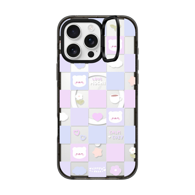 sleepydaze x CASETiFY iPhone 16 Pro Max ケース ブラック インパクトリングスタンドケース MagSafe対応 mochi checkers by sleepydaze