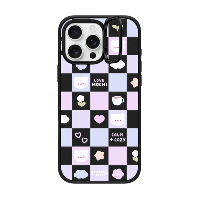 sleepydaze x CASETiFY iPhone 16 Pro Max ケース マットブラック インパクトリングスタンドケース MagSafe対応 mochi checkers by sleepydaze