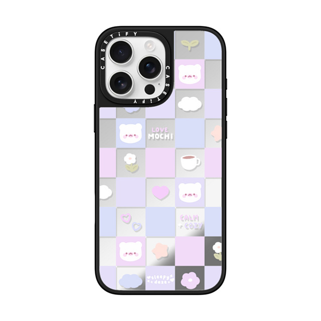 sleepydaze x CASETiFY iPhone 16 Pro Max ケース Silver on Black ミラーケース MagSafe対応 mochi checkers by sleepydaze