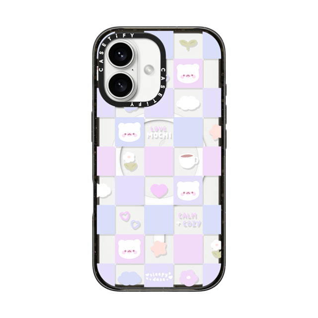 sleepydaze x CASETiFY iPhone 16 ケース ブラック インパクトケース MagSafe対応 mochi checkers by sleepydaze