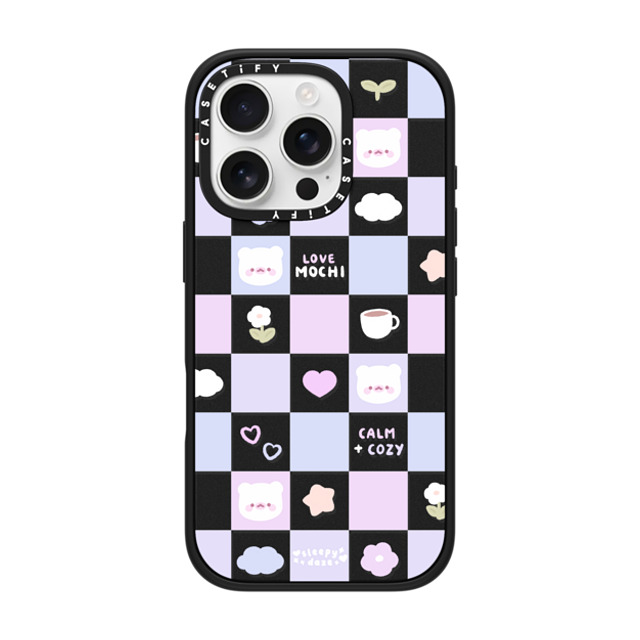 sleepydaze x CASETiFY iPhone 16 Pro ケース マットブラック インパクトケース MagSafe対応 mochi checkers by sleepydaze