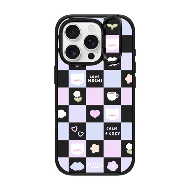 sleepydaze x CASETiFY iPhone 16 Pro ケース マットブラック インパクトリングスタンドケース MagSafe対応 mochi checkers by sleepydaze