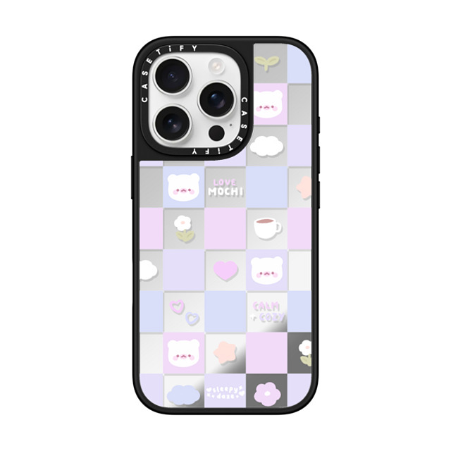 sleepydaze x CASETiFY iPhone 16 Pro ケース Silver on Black ミラーケース MagSafe対応 mochi checkers by sleepydaze