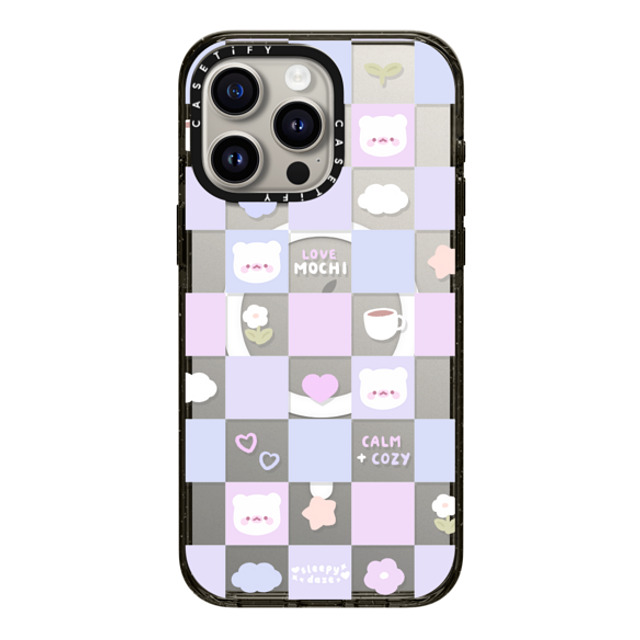 sleepydaze x CASETiFY iPhone 15 Pro Max ケース ブラック インパクトケース MagSafe対応 mochi checkers by sleepydaze