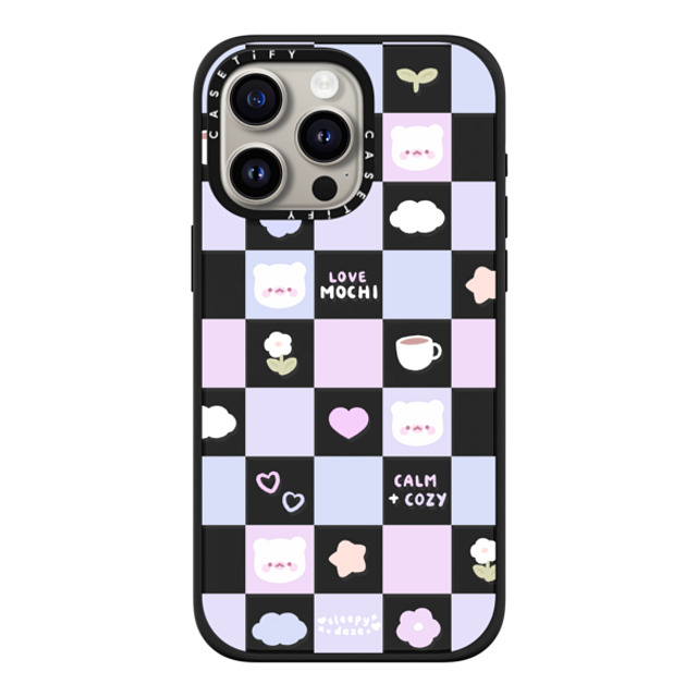 sleepydaze x CASETiFY iPhone 15 Pro Max ケース マットブラック インパクトケース MagSafe対応 mochi checkers by sleepydaze