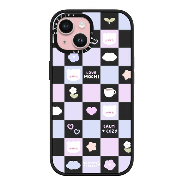 sleepydaze x CASETiFY iPhone 15 ケース マットブラック インパクトケース MagSafe対応 mochi checkers by sleepydaze