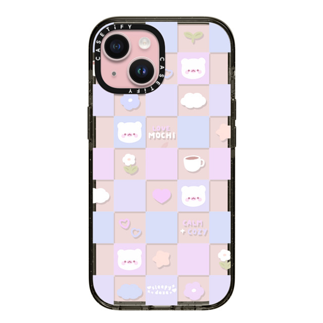 sleepydaze x CASETiFY iPhone 15 ケース ブラック インパクトケース mochi checkers by sleepydaze