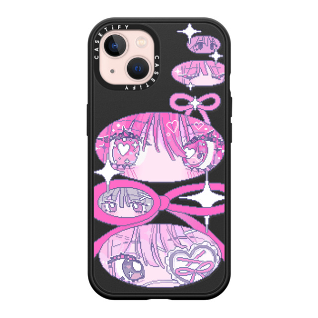 Anarrator x CASETiFY iPhone 13 ケース マットブラック インパクトケース MagSafe対応 Ribbons And Love