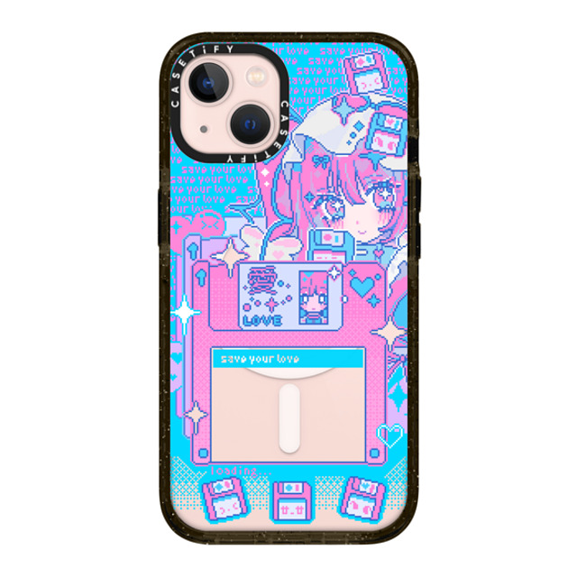 Anarrator x CASETiFY iPhone 13 ケース ブラック インパクトケース MagSafe対応 Floppy Disk Love