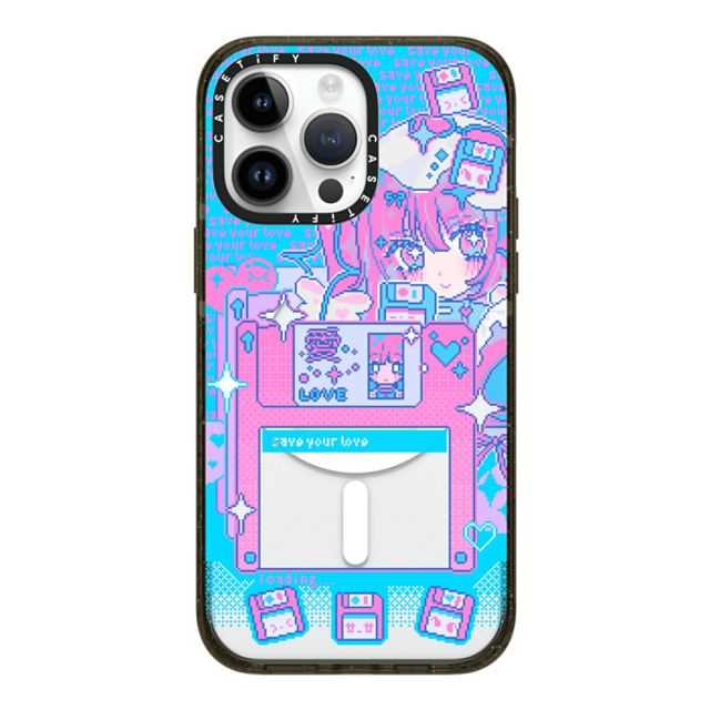 Anarrator x CASETiFY iPhone 14 Pro Max ケース ブラック インパクトケース MagSafe対応 Floppy Disk Love