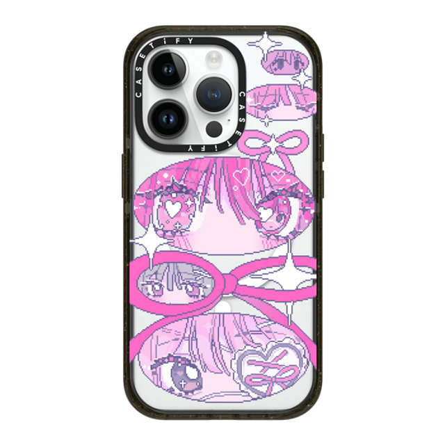 Anarrator x CASETiFY iPhone 14 Pro ケース ブラック インパクトケース MagSafe対応 Ribbons And Love