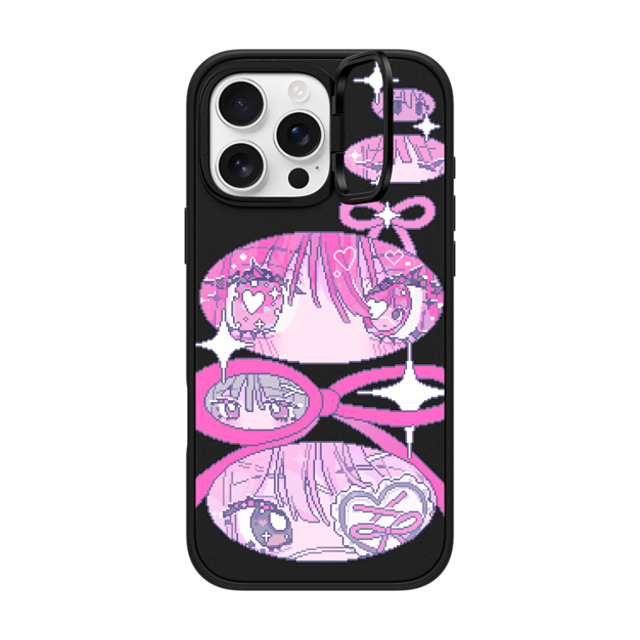 Anarrator x CASETiFY iPhone 16 Pro Max ケース マットブラック インパクトリングスタンドケース MagSafe対応 Ribbons And Love