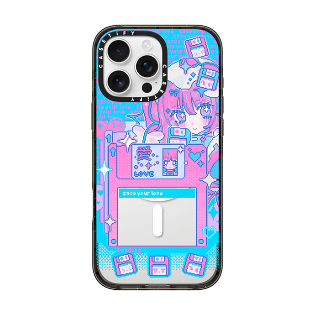 Anarrator x CASETiFY iPhone 16 Pro Max ケース ブラック インパクトケース MagSafe対応 Floppy Disk Love