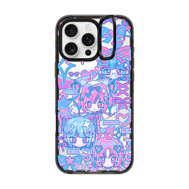 Anarrator x CASETiFY iPhone 16 Pro Max ケース ブラック インパクトリングスタンドケース MagSafe対応 Kirakira Love