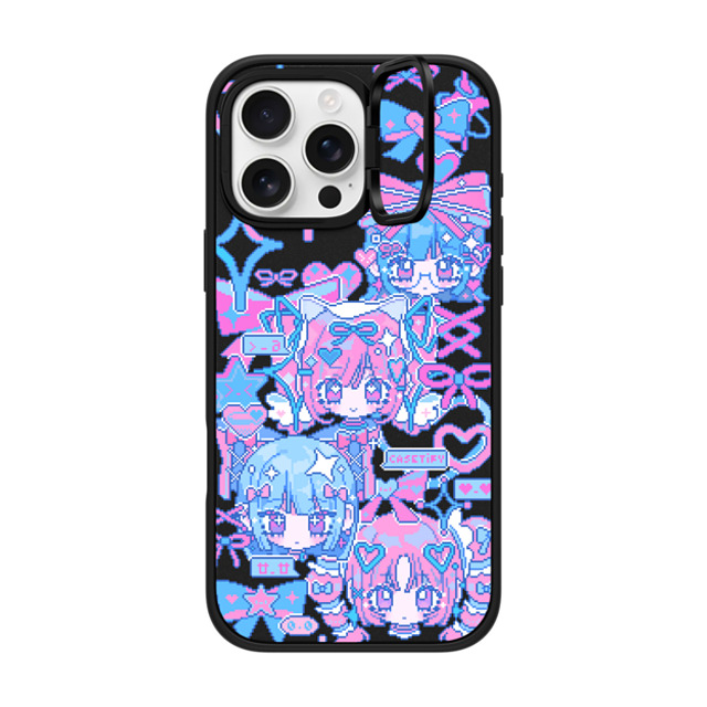 Anarrator x CASETiFY iPhone 16 Pro Max ケース マットブラック インパクトリングスタンドケース MagSafe対応 Kirakira Love