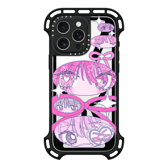 Anarrator x CASETiFY iPhone 16 Pro Max ケース ブラック ウルトラ バウンスケース MagSafe対応 Ribbons And Love