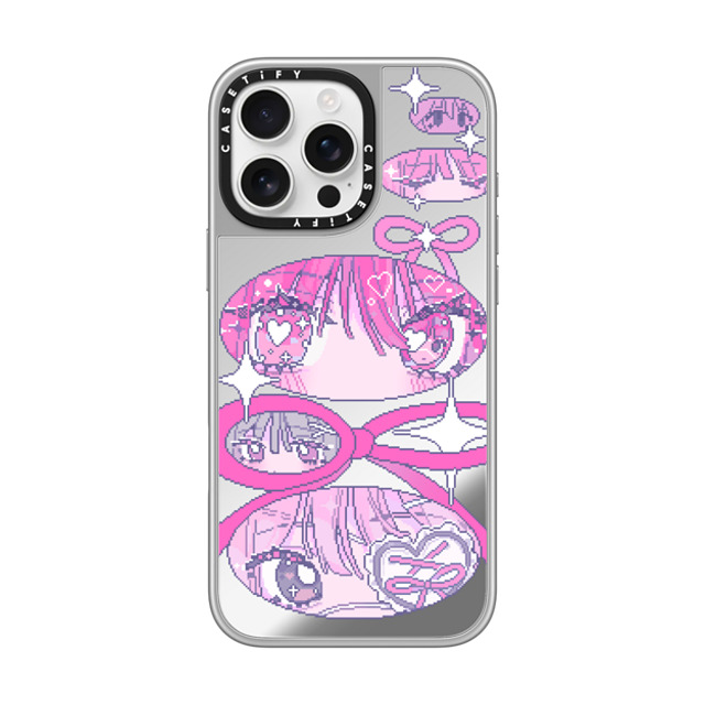 Anarrator x CASETiFY iPhone 16 Pro Max ケース シルバー (シルバーバンパー) ミラーケース MagSafe対応 Ribbons And Love