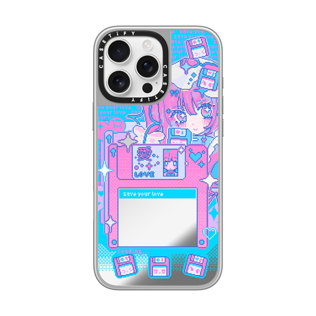 Anarrator x CASETiFY iPhone 16 Pro Max Case シルバー (シルバーバンパー) ミラーケース MagSafe対応 Floppy Disk Love Anarrator x CASETiFY iPhone 16 Pro Max Case シルバー (シルバーバンパー) ミラーケース MagSafe対応 Floppy Disk Love