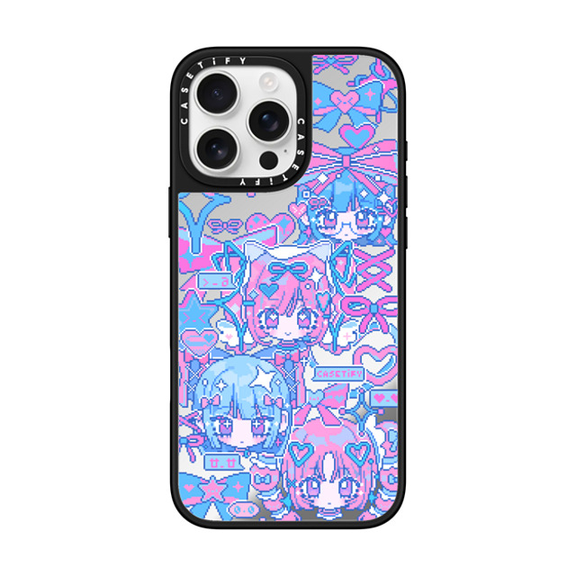 Anarrator x CASETiFY iPhone 16 Pro Max ケース Silver on Black ミラーケース MagSafe対応 Kirakira Love