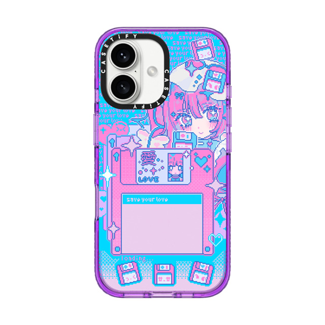Anarrator x CASETiFY iPhone 16 Case パープル インパクトケース Floppy Disk Love Mother's Day Anarrator x CASETiFY iPhone 16 Case パープル インパクトケース Floppy Disk Love Mother's Day