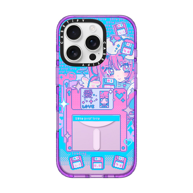 Anarrator x CASETiFY iPhone 16 Pro Case パープル Impact Case MagSafe Compatible Floppy Disk Love Anarrator x CASETiFY iPhone 16 Pro Case パープル Impact Case MagSafe Compatible Floppy Disk Love