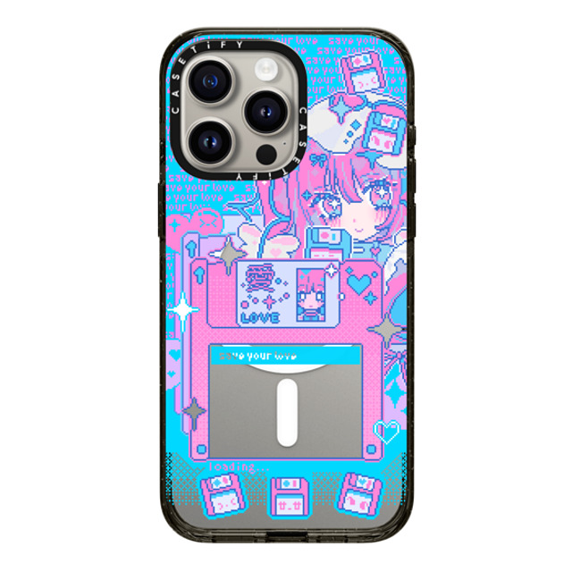 Anarrator x CASETiFY iPhone 15 Pro Max ケース ブラック インパクトケース MagSafe対応 Floppy Disk Love