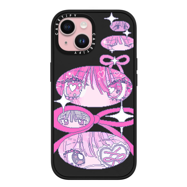 Anarrator x CASETiFY iPhone 15 ケース マットブラック インパクトケース MagSafe対応 Ribbons And Love