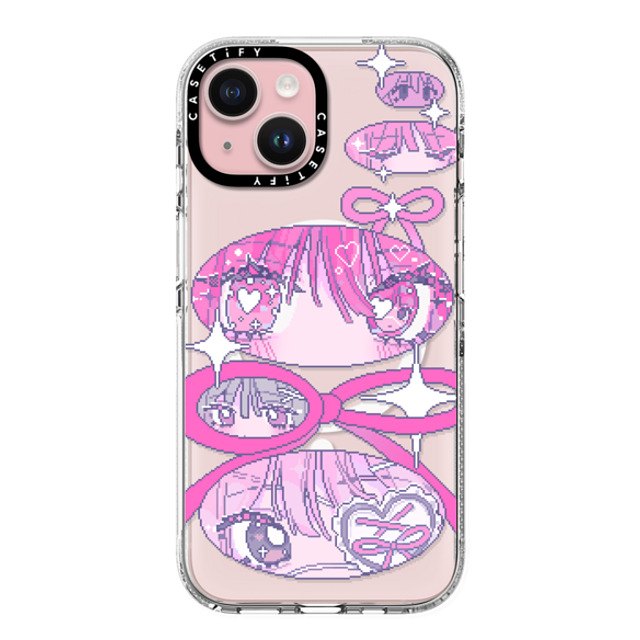 Anarrator x CASETiFY iPhone 15 ケース クリア クリア ケース MagSafe対応 Ribbons And Love