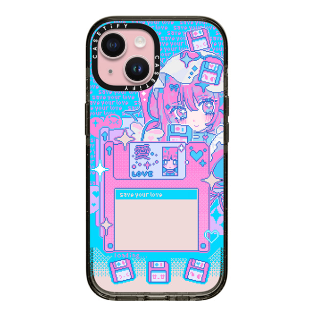 Anarrator x CASETiFY iPhone 15 ケース ブラック インパクトケース Floppy Disk Love