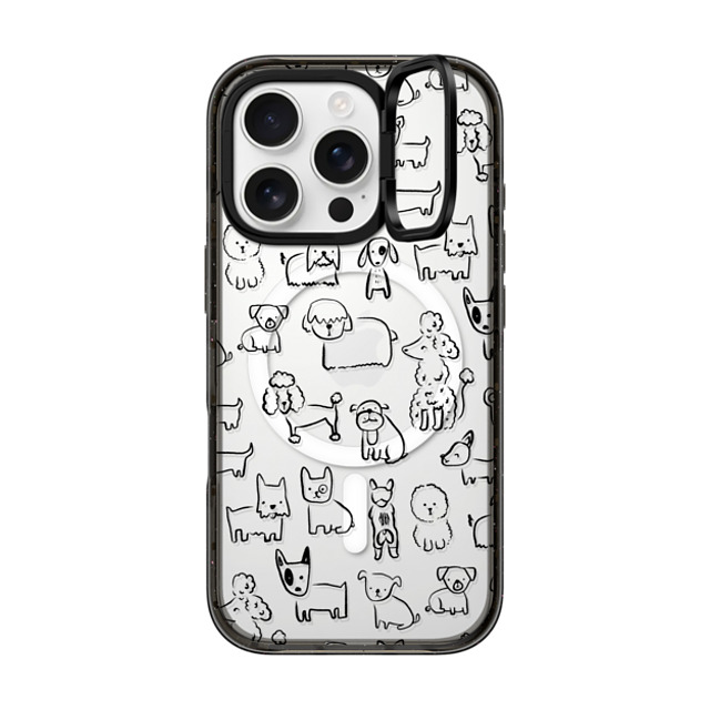 Black Lamb Studio x CASETiFY iPhone 16 Pro ケース ブラック インパクトリングスタンドケース MagSafe対応 DOG SHOW