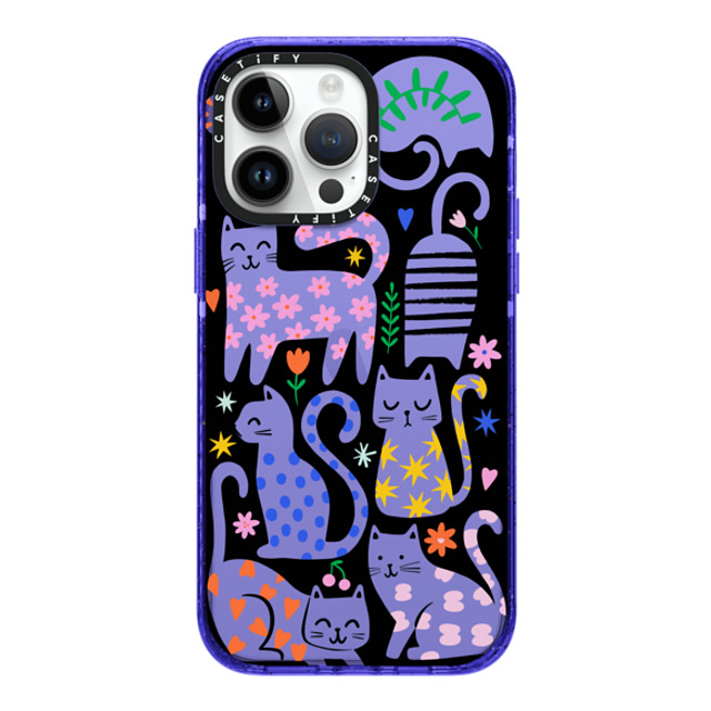 Black Lamb Studio x CASETiFY iPhone 14 Pro Max ケース Peri Purple インパクトケース Fun Cats