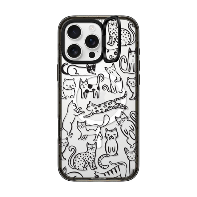 Black Lamb Studio x CASETiFY iPhone 16 Pro Max ケース ブラック インパクトリングスタンドケース MagSafe対応 Cat Parade