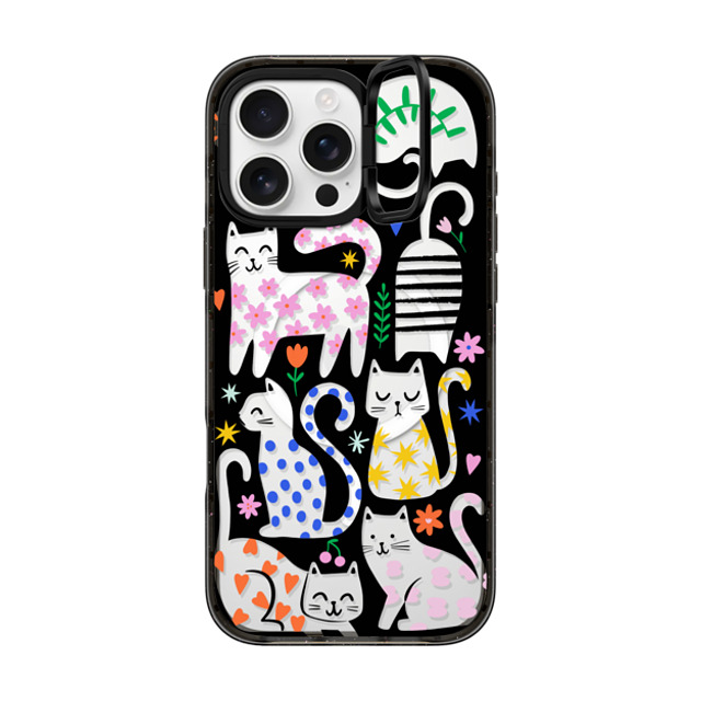 Black Lamb Studio x CASETiFY iPhone 16 Pro Max ケース ブラック インパクトリングスタンドケース MagSafe対応 Fun Cats