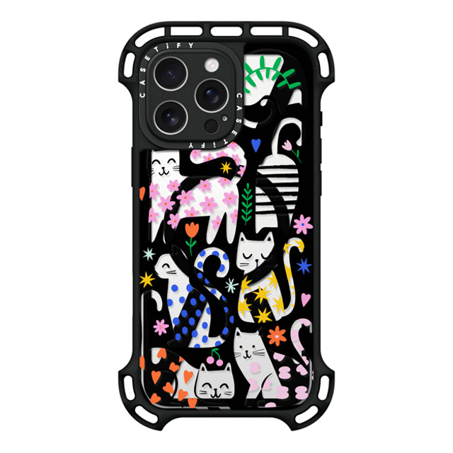 Black Lamb Studio x CASETiFY iPhone 16 Pro Max ケース ブラック ウルトラ バウンスケース MagSafe対応 Fun Cats