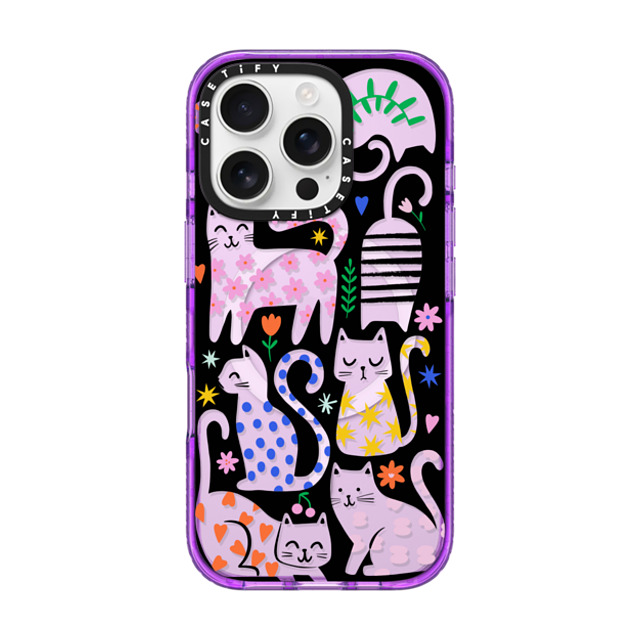 Black Lamb Studio x CASETiFY iPhone 16 Pro Case パープル Impact Case MagSafe Compatible Fun Cats Black Lamb Studio x CASETiFY iPhone 16 Pro Case パープル Impact Case MagSafe Compatible Fun Cats