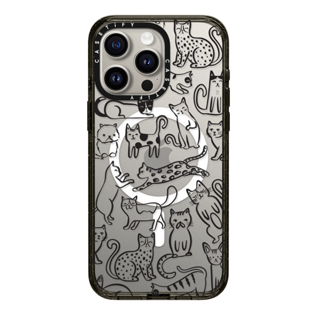 Black Lamb Studio x CASETiFY iPhone 15 Pro Max ケース ブラック インパクトケース MagSafe対応 Cat Parade