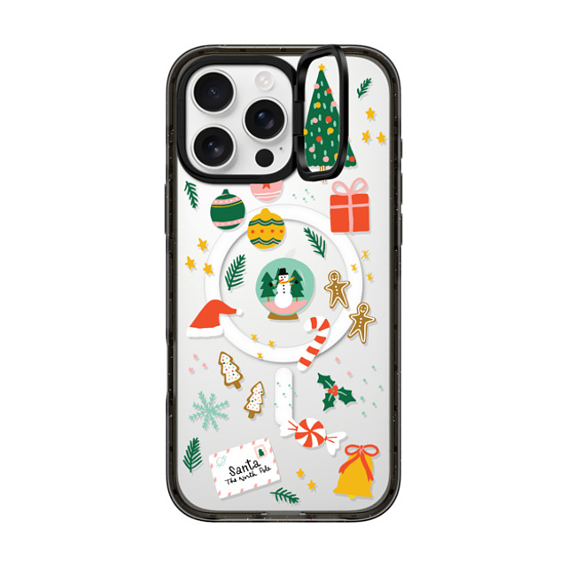 Black Lamb Studio x CASETiFY iPhone 16 Pro Max ケース ブラック インパクトリングスタンドケース MagSafe対応 Christmas Everything