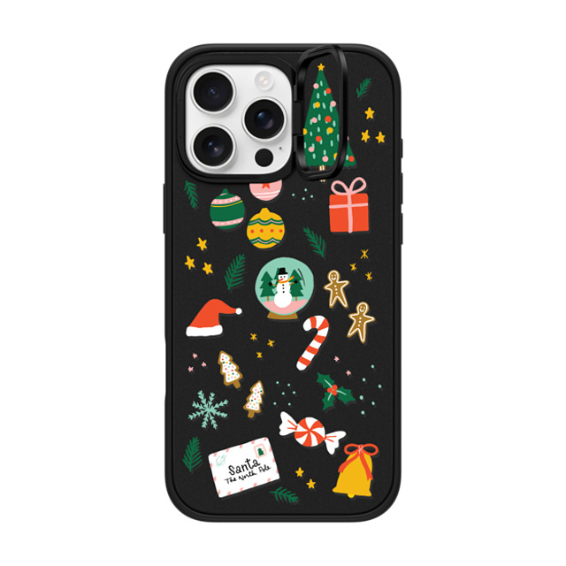 Black Lamb Studio x CASETiFY iPhone 16 Pro Max ケース マットブラック インパクトリングスタンドケース MagSafe対応 Christmas Everything