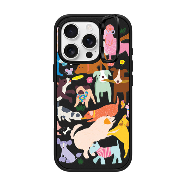 Black Lamb Studio x CASETiFY iPhone 16 Pro ケース マットブラック インパクトリングスタンドケース MagSafe対応 DOG PARK