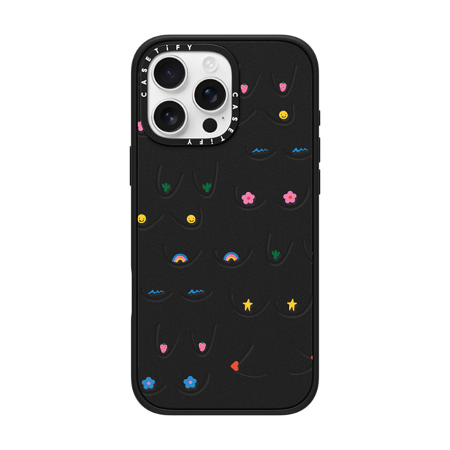 Black Lamb Studio x CASETiFY iPhone 16 Pro Max Case Sticker,Cartoon Matte Black Impact Case MagSafe Compatible Booby Icons Back to School Black Lamb Studio x CASETiFY iPhone 16 Pro Max Case Sticker,Cartoon Matte Black Impact Case MagSafe Compatible Booby Icons Back to School