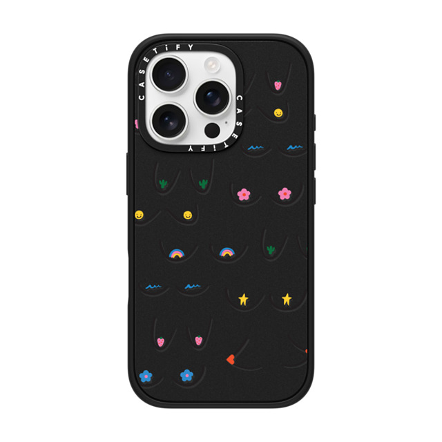 Black Lamb Studio x CASETiFY iPhone 16 Pro Case Sticker,Cartoon Matte Black Impact Case MagSafe Compatible Booby Icons Back to School Black Lamb Studio x CASETiFY iPhone 16 Pro Case Sticker,Cartoon Matte Black Impact Case MagSafe Compatible Booby Icons Back to School